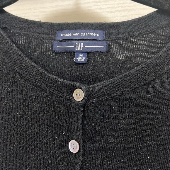 Luxury soft cashmere/cotton button cardigan sweater gray/black - Picture 2 of 8